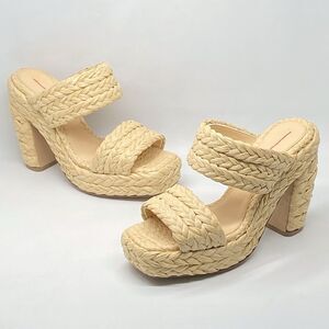 Bottega Veneta Trinity Weave Raffia Platform Sandals size 38